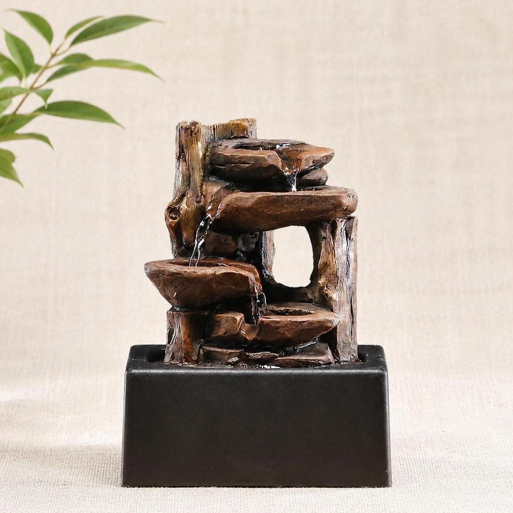 Tabletop Water Fountain Decorative Rock Waterfall Decor Quiet Pump for Office