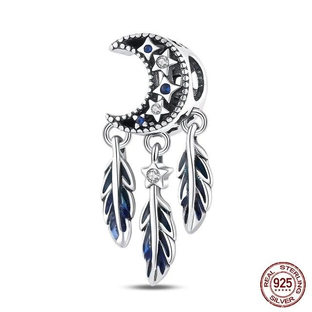 925 Sterling Silver Colorful Zircon Dreamcatcher Charms Beads Pendants FitFashion Original Bracelets DIY Jewelry Making
