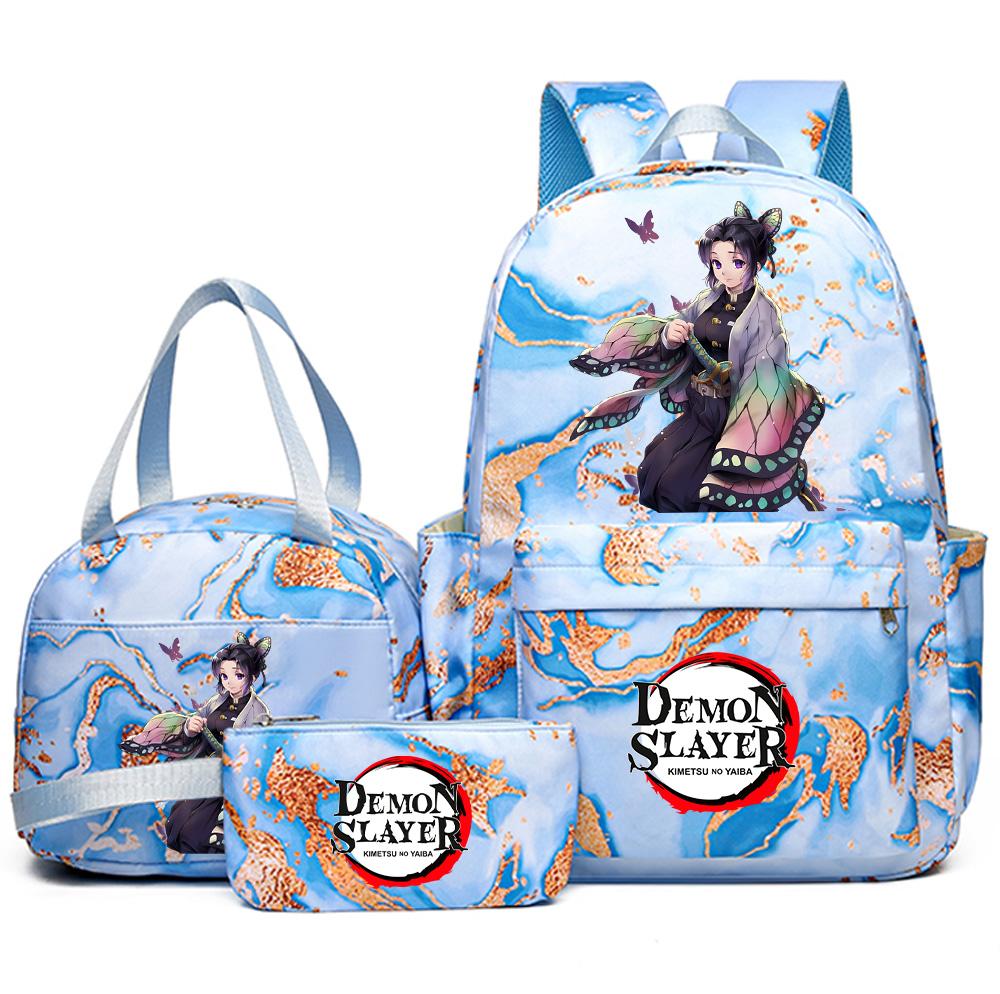3Pcs/set Anime Demon Slayer Printed Backpack Handbag Pencil Case for Teenager Student Girl Boy Bookbag Schoolbag Large Capacity Waterproof Travel Bag