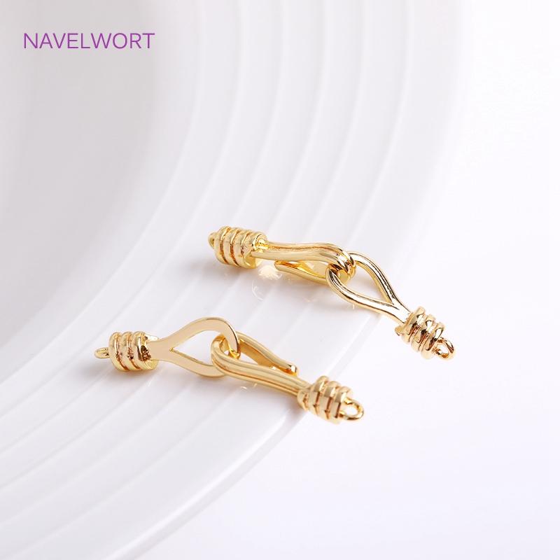 18K Gold Plated S Shaped End Connector Clasps For Jewelry Making, DIY Bracelet Fasteners Clasp Hook