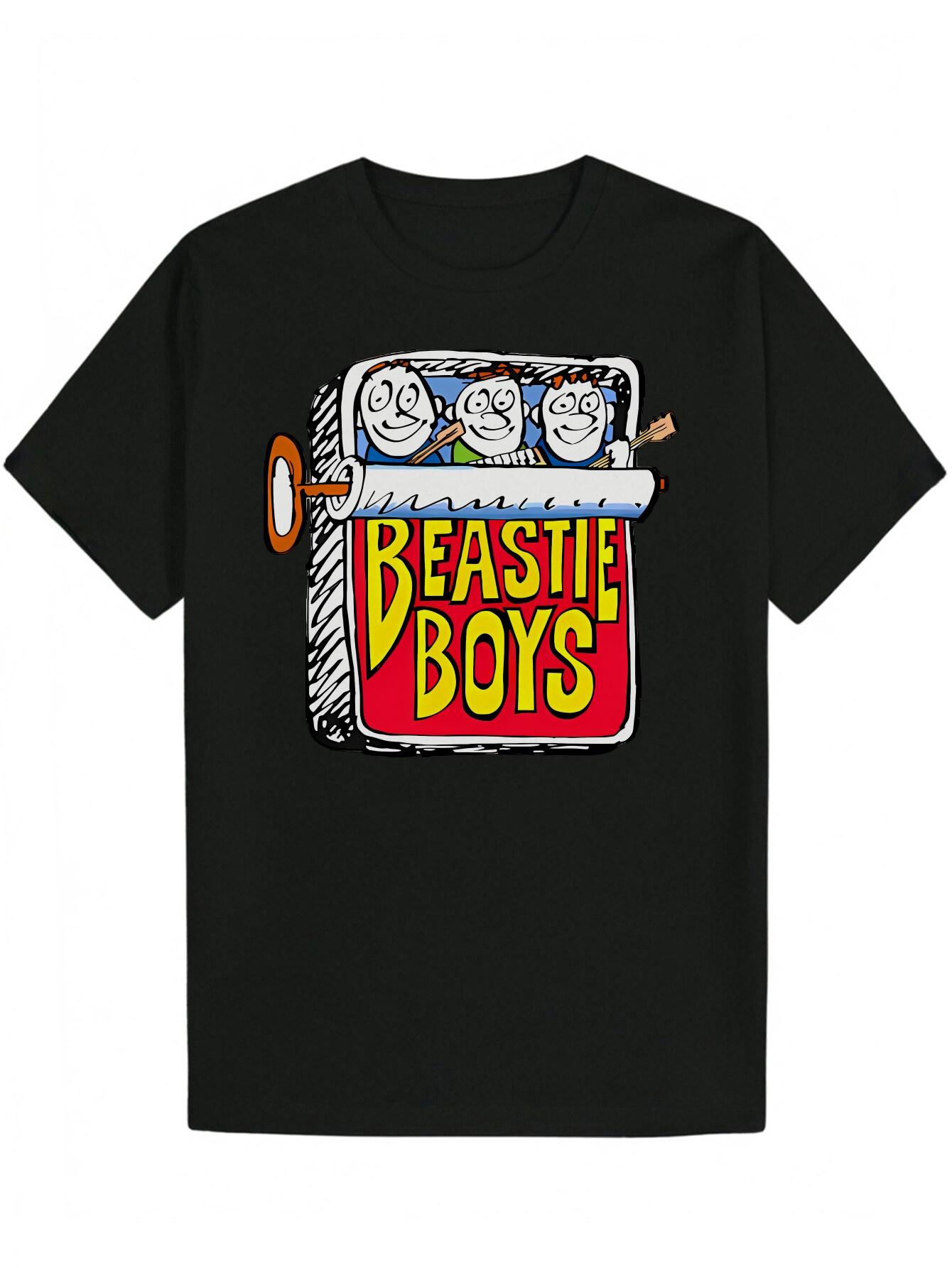 Crew Neck T-shirt -  Beastie  Graphic Tee with Cartoon Character Design XXXL