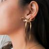 Minimalistische Europäische Stil Luxus Ohrringe, Goldene Schleife Quaste Langes Hängendes Design für Bürofrauen