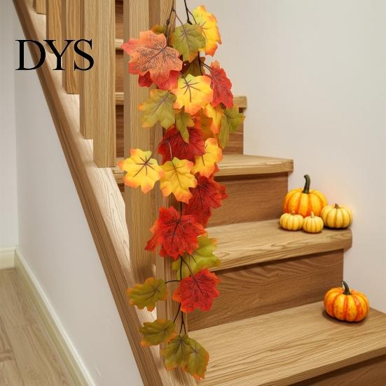 Decorazione Autunnale per la Casa, Ghirlande di Foglie d'Acero Artificiali, Ghirlanda Flessibile Realistica, Foglie di Seta Autunnali, Rattan Stagionale per Camino e Scala