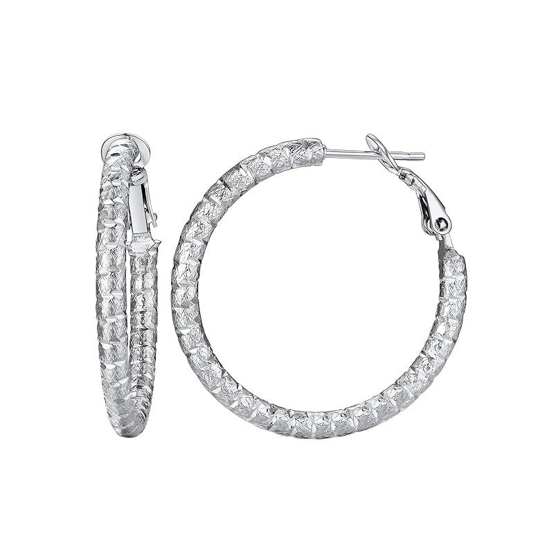 

FOCALOOK hoop earrings ladies stainless Allergy friendly hollow light ring earrings Popularity silver big Fashionable 40mm Width 3mm