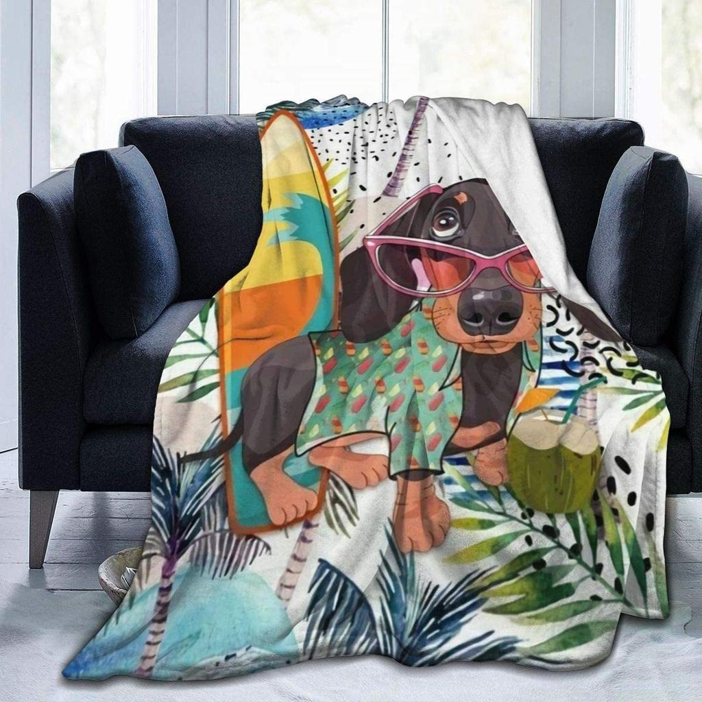 Dachshund Cartoon Animation Digitalprinted Polyester Bedroom Velvet Flannel Cover Blanket Fleece Soft Cover Blankets for Beds