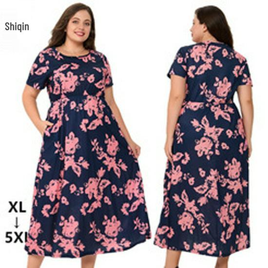 2026 Plus Size V-neck Short Sleeve Sequin Embroidery Bridesmaid Banquet Dress for Spring/Summer (European/American Style)