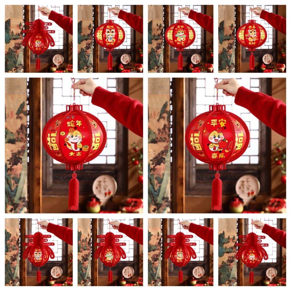 Patterned Chinese New Year Red Lanterns Traditional Spring Festival Supplies Party Props
