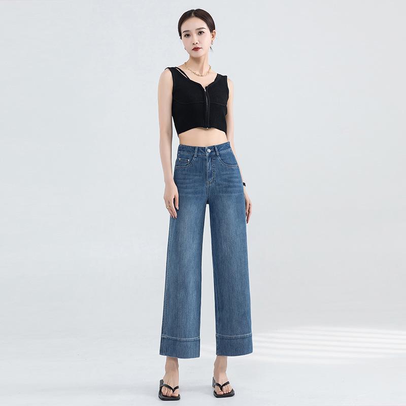 Women s High-Waisted Slim-Fit Tencel Denim Wide-Leg Jeans - 2025 Spring/Summer Style 30