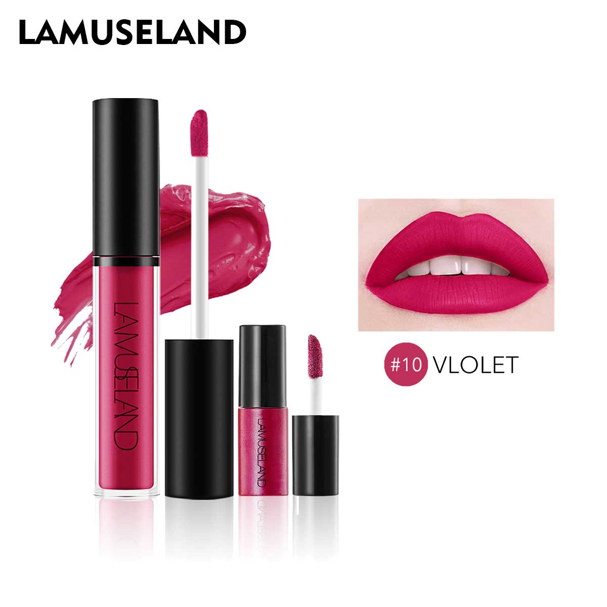 

LAMUSELAND 2 шт./компл. 1 большая и 1 маленькая водостойкая долговечная жидкая губная помада матовый блеск для губ