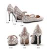 2025 Wedding Shoes Women'S Pearl Crystal High Heels Women'S Stiletto Pointy Net Red Champagne Dress Single Shoes