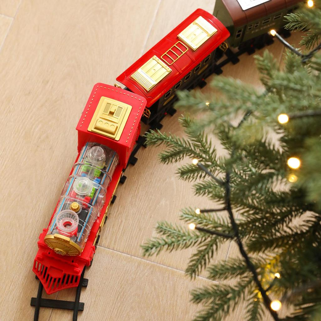 Children's Christmas Electric Train Set with Ornament Track and Tree Decoration