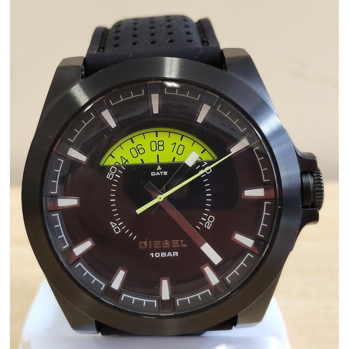 Used DIESEL DZ-1658 Watch Quartz Analog Black Dial Stainless Steel Round Men s