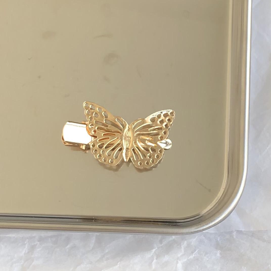 

Полая заколка-бабочка для волос - Y2K серебристый/золотистый аксессуар для челки Hollow Metal Butterfly