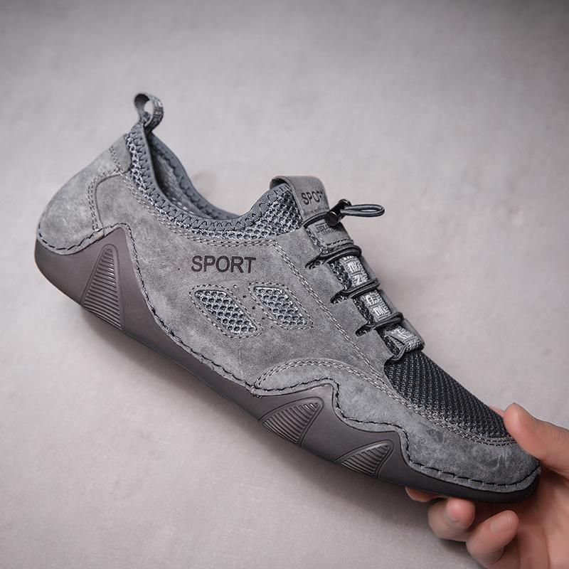 Fashion Men Casual Footwear Sand Gray Spring Autumn Daily Suede Leather Sneakers Lace-Up Young Men Shoes 2022 Newest Outdoor Flats