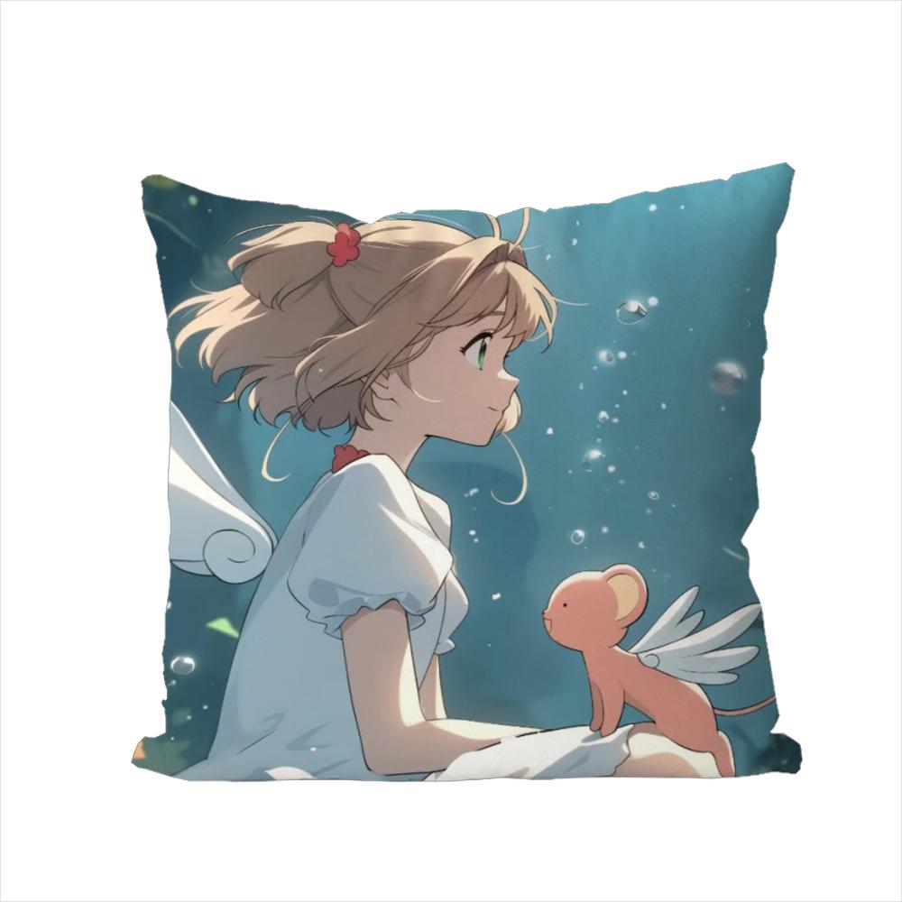 Cardcaptor Sakura Pillow Case For Car Sofa Decorative Home Doublesided Print Plush Square Throw Pillow Cushion Cover