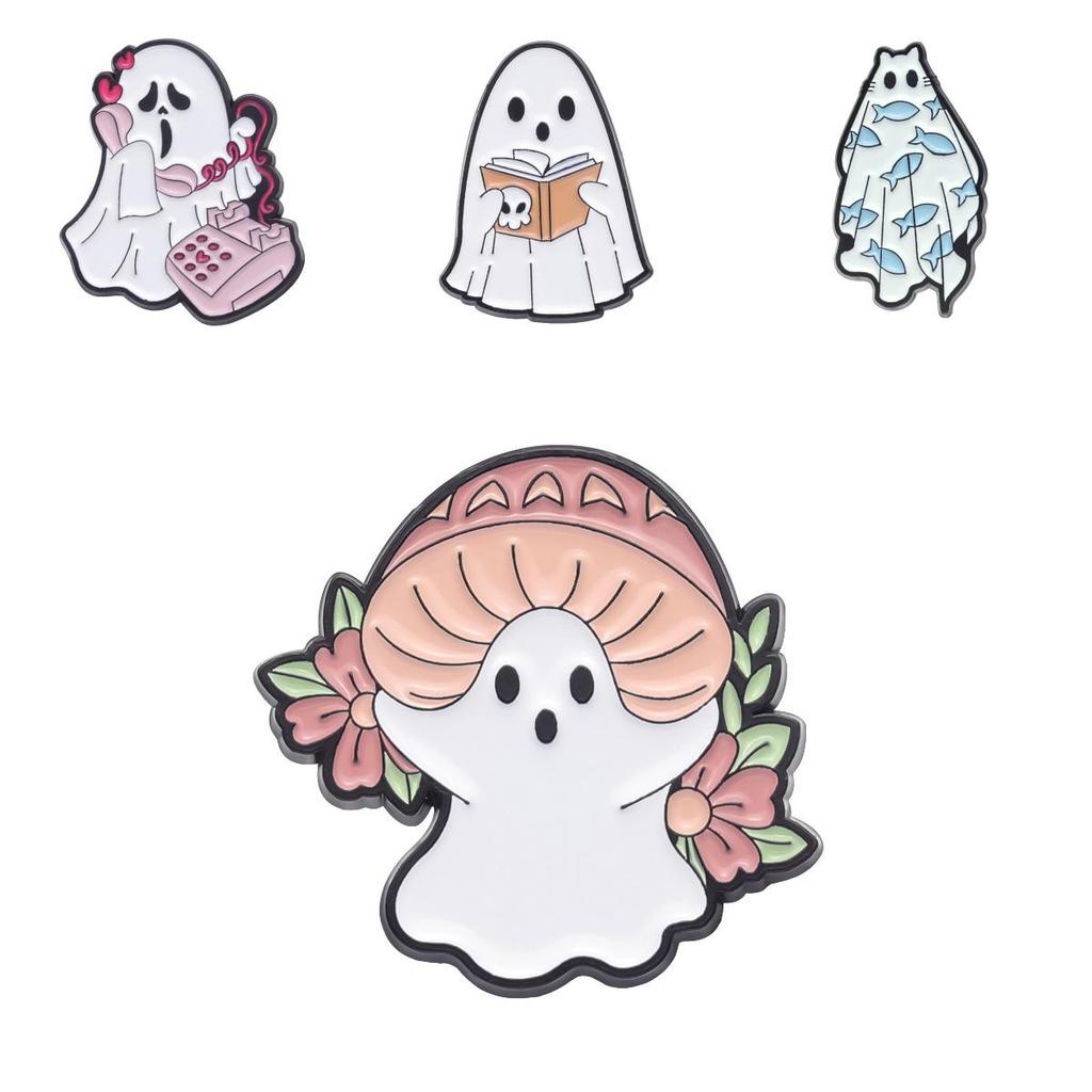 White Ghost Adventurous Chest Pin Distinctive Halloween Pumpkin Series Enamel Badge All For