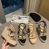 Women's shoes, versatile rivets, heightening high heels, women's muffin thick-soled straw wedge sandals