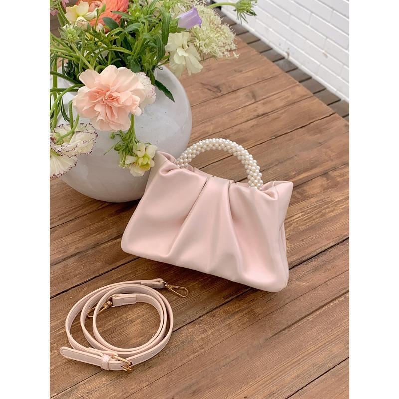Niche New Women's Bag Temperament Pearl Wrist Pleated Cloud Handbag Shoulder Crossbody Mini Small Bag Tide