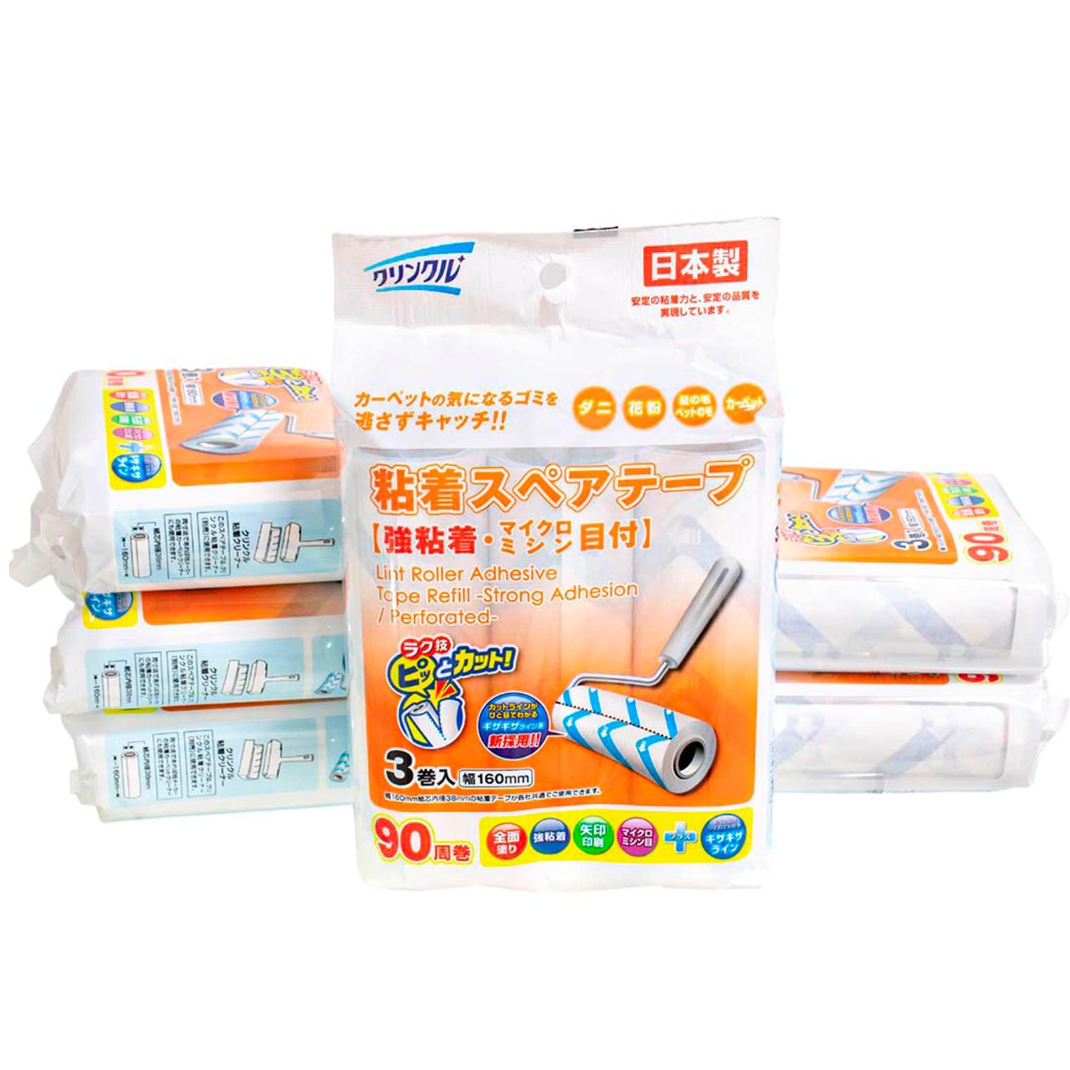 

Крепированная японская клейкая запасная лента для ковров клейкая 3 рулона x 6 всего 18 клейких лент для замены [Полностью покрытая/Прочная перфорация/90 отрывных листов]