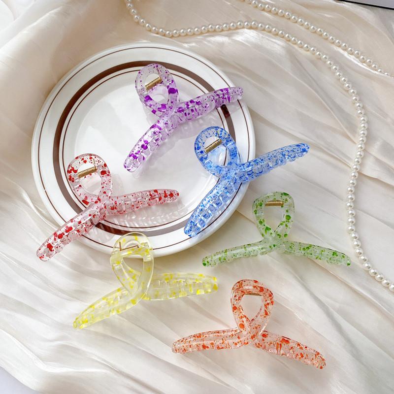 Oversized Korean Candy Color Hair Claw Clip With Polka Dots For Elegant Styling