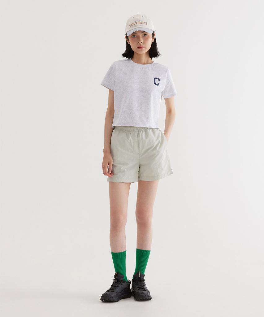 COVERNAT (W) C Logo Crop T-Shirt Heather Gray