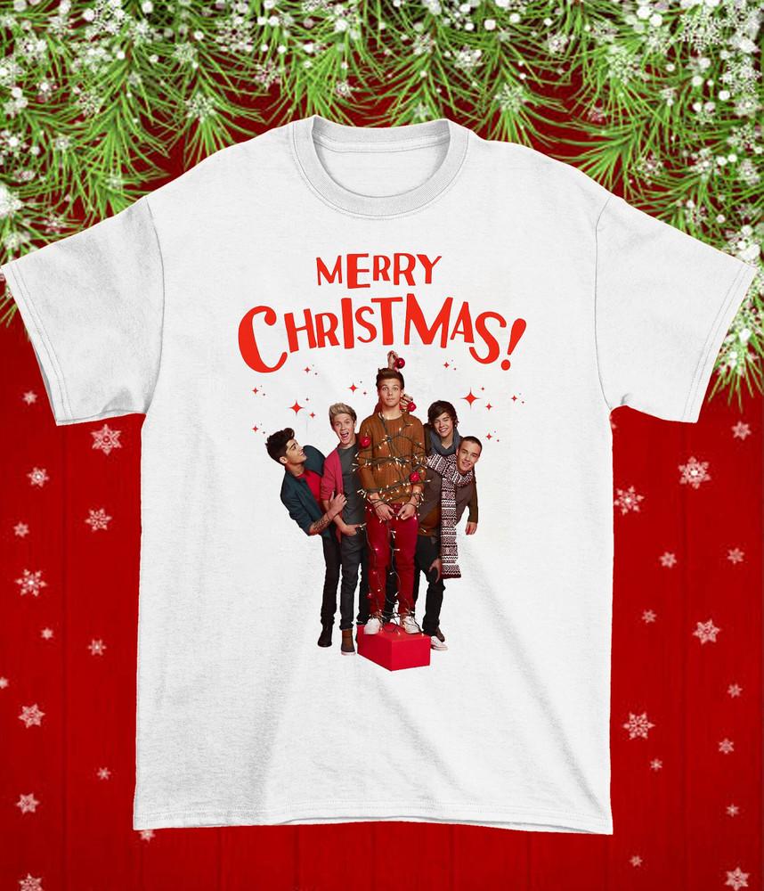 Merry Christmas One Direction White Shirt All size S-5XL HD821 Unisex T-Shirt S