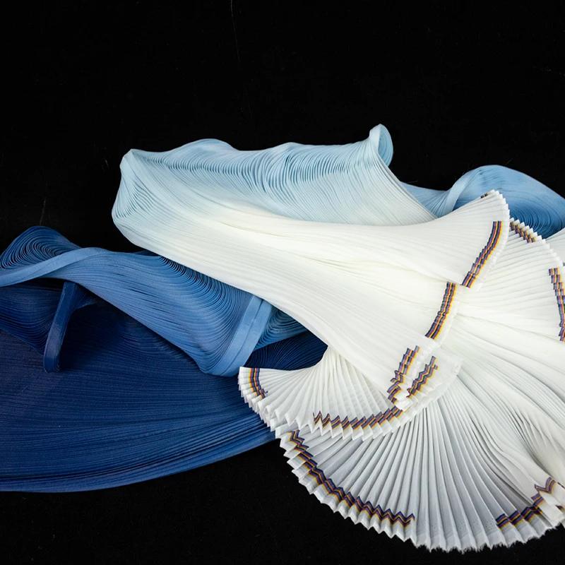 Mode Glatt 1 Meter Knitterplissee Organza Stoff Steif Weite Form Dekoration Bühne Handgefertigt Kleid Designerstoff