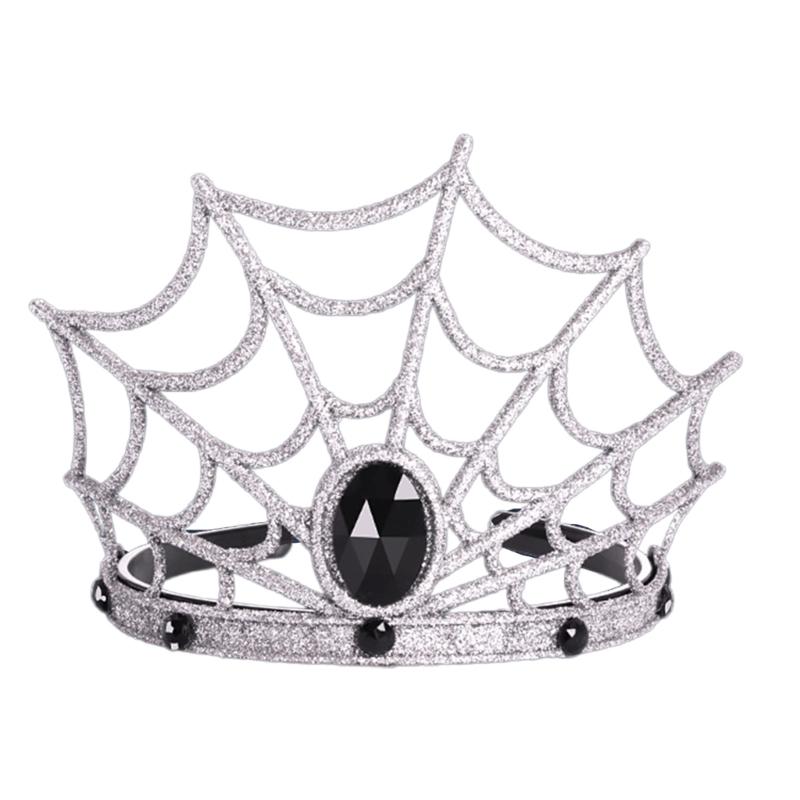 

Crown Hairhoop Silver Headband for Women Cosplay Parties Halloween Spiderweb Hairband 1