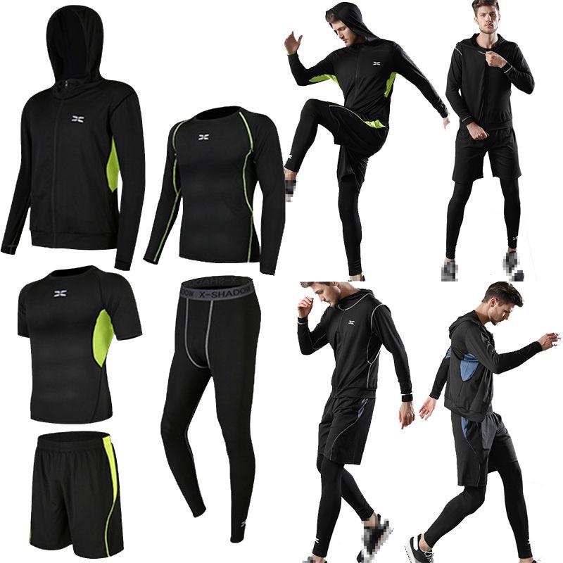 Premium 5pcs Men's Gym Jogging Set With Breathable Quick-dry Fabric And Hoodie