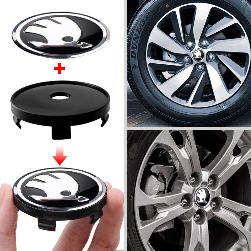56/60/68/65mm Car Wheel Center Hub Caps Badge Sticker Rim Cover Emblem For Skoda Octavia 2 Fabia Rapid Superb Kodiaq Karoq Kamiq Usbn43