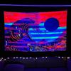 Trippy Mushroom Forest Blacklight Tapestry 2D Flat Printed UV Reactive Peach Skin Fluorescent Wall Hanging Bedroom Room Decor