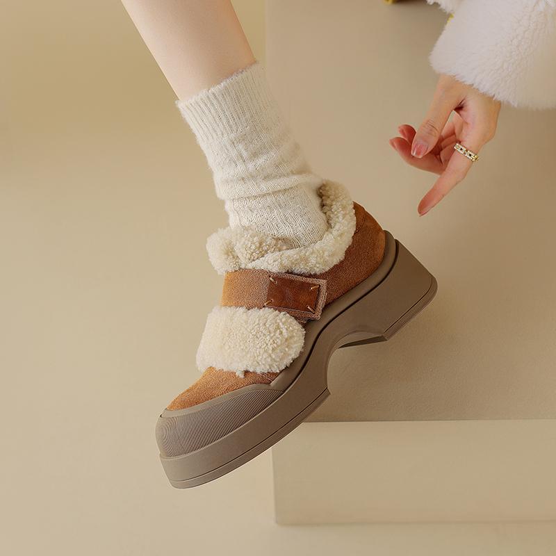 Fashion 2024 Winter Women Shoes Pumps Cow Suede Shoes for Women Round Toe Chunky Heel Retro Loafers Platform Heel Ladies Shoes Loafers