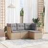 VidaXL Garden Lounge Set with Cushions 4 Pcs Beige Braided Resin 3249378