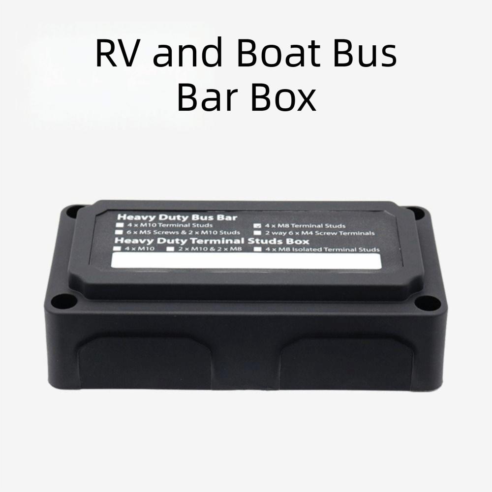 Heavy-Duty Modular Design DC 48v Distribution Block M8 Studs 300A Rated Bus Bar Box Highest Amperage Rated 4 Terminal Studs