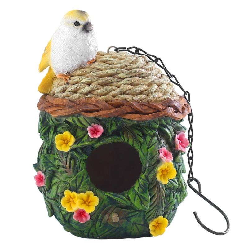 Bird Nest Parrots Nest Hanging House for Various Size Birds Wild Birdhouse Resin Nest Breeding Bird House for Courtyard