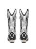 Fashion Embroidered Flame Colorblocked Knee-High Boots Fashionable Pointed Toe Thick-Heel Knight Botines Large-Size Men Botas Femininas