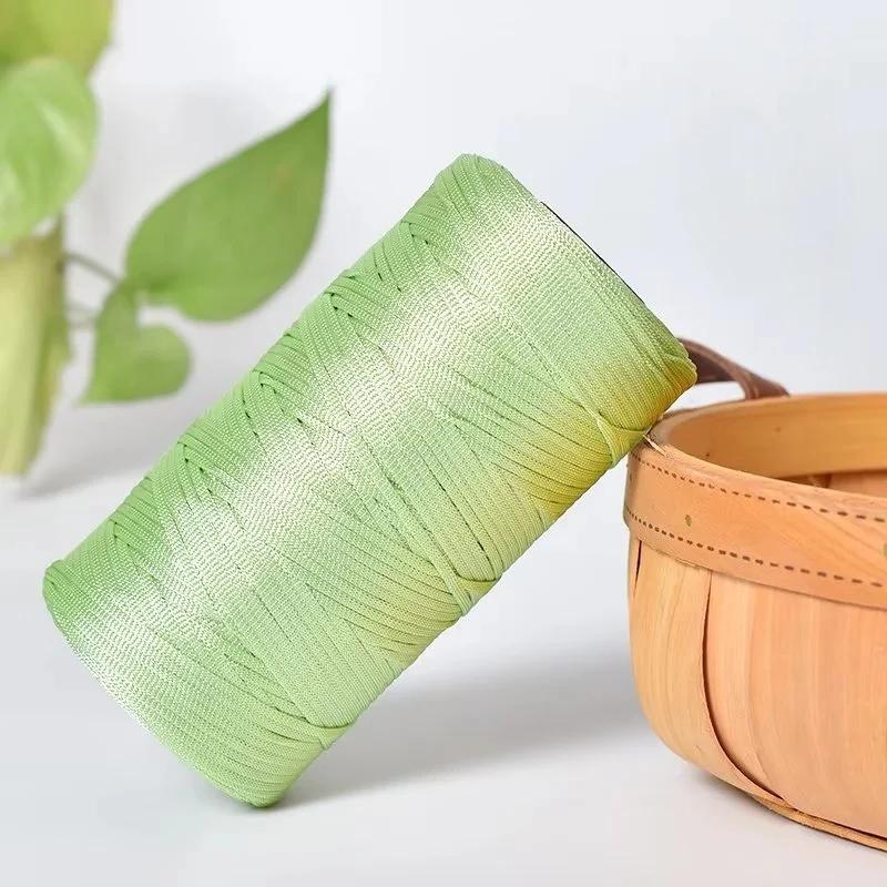 250g/Roll 2.5mm Ice Silk Thread Summer Crochet Yarn for DIY Knitting Bag Shoes Flat Hollow Yarn Hand-knitted Thread Supplies