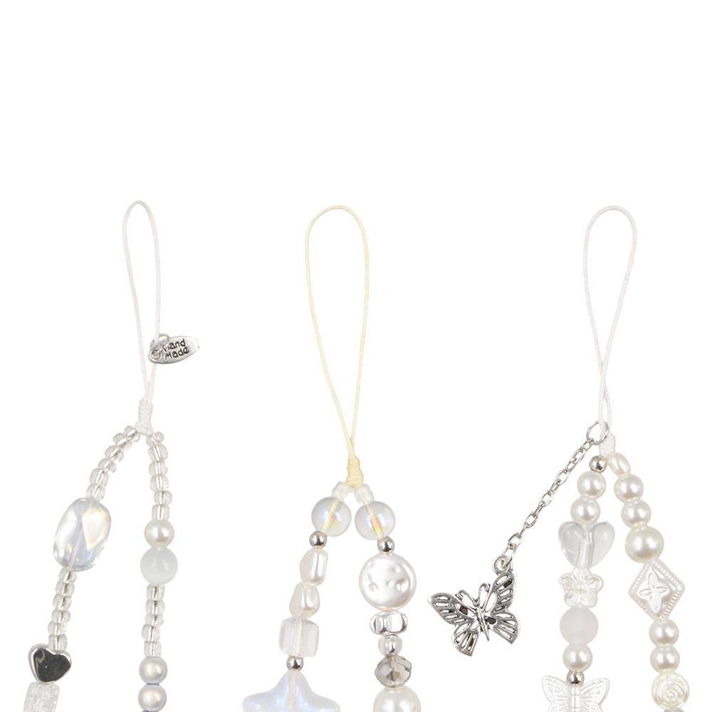 Sweet Girl Phone Lanyard Y2K Silver Beads Phone Chain Cell Phone Strap  Women Girl