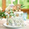 Ball Cake Topper Bear Cake Topper Baby Shower Cake Decorations with Cute Bear Green BABY Letter Foam Balloon Birthday Party