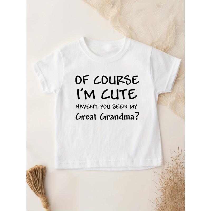 European Sizes Children OF COURSE Print Boy's T-shirt, Casual Short Sleeve Comfortable Versatile Tee Tops For Summer