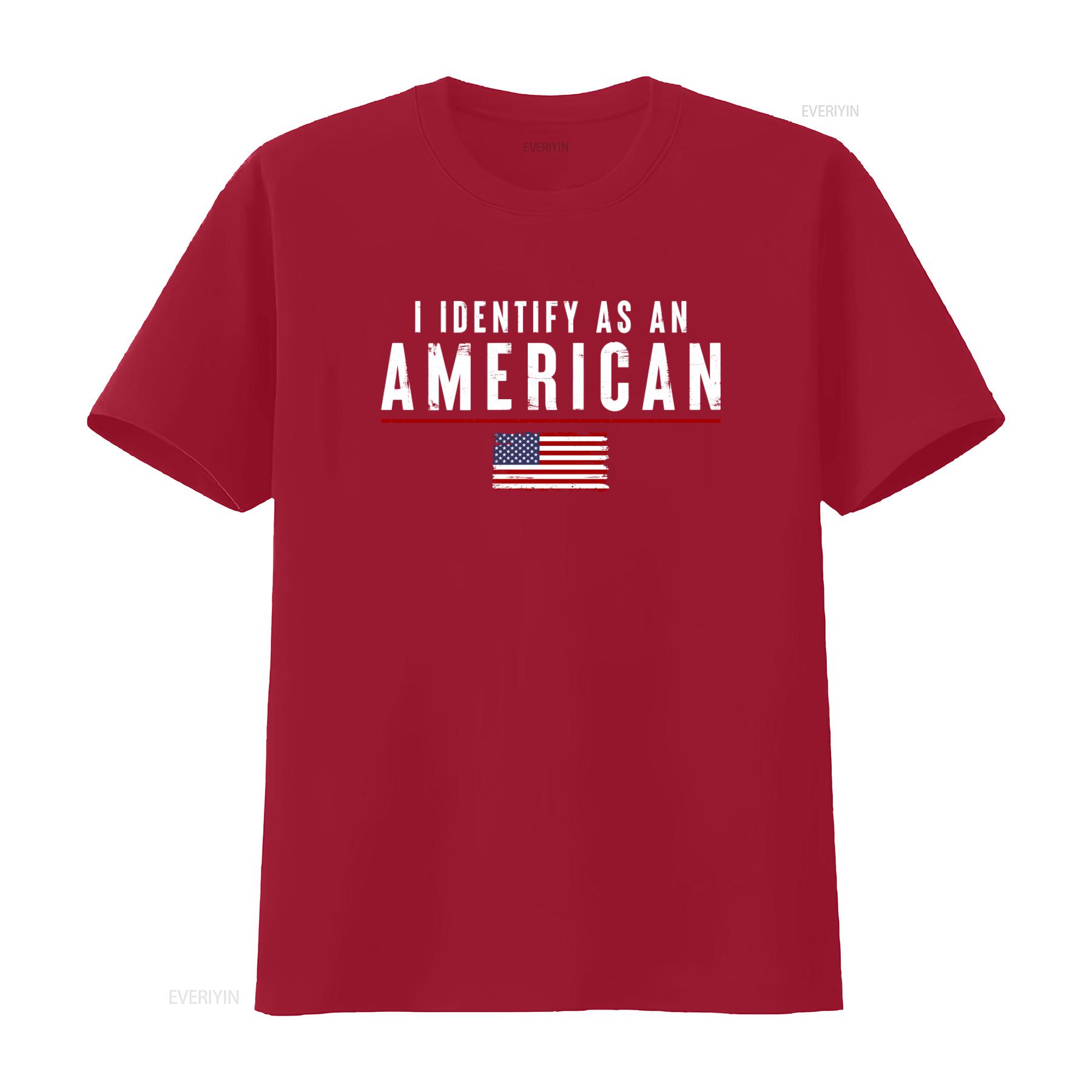 Patriotic American Flag T Shirt for Men I Identify As An vintage Washed Stretched Stylish Versatile streetwear Casual S
