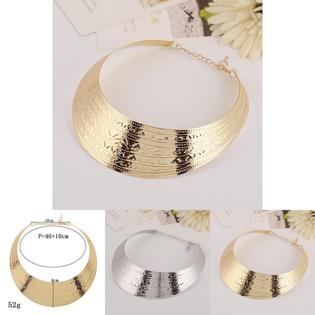 European Style Metal Geometric Necklace With Electroplated Finish For Women And Men