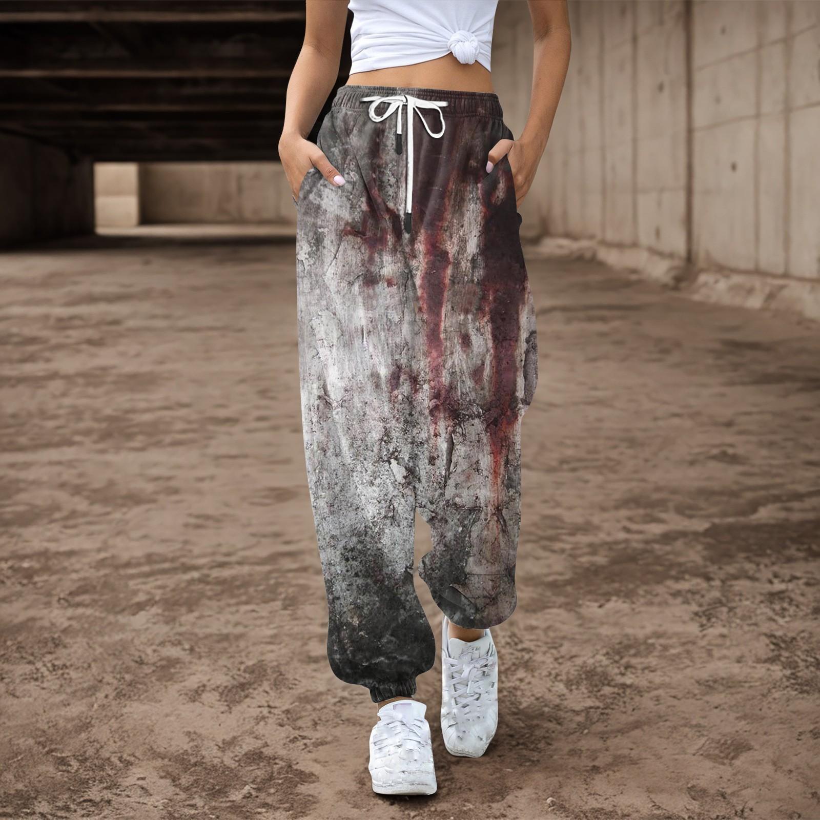 

Женские спортивные штаны, мешковатые, с высокой талией, большие размеры, спортивные штаны с карманами, напечатанные брюки, брюки для женщин XXXL