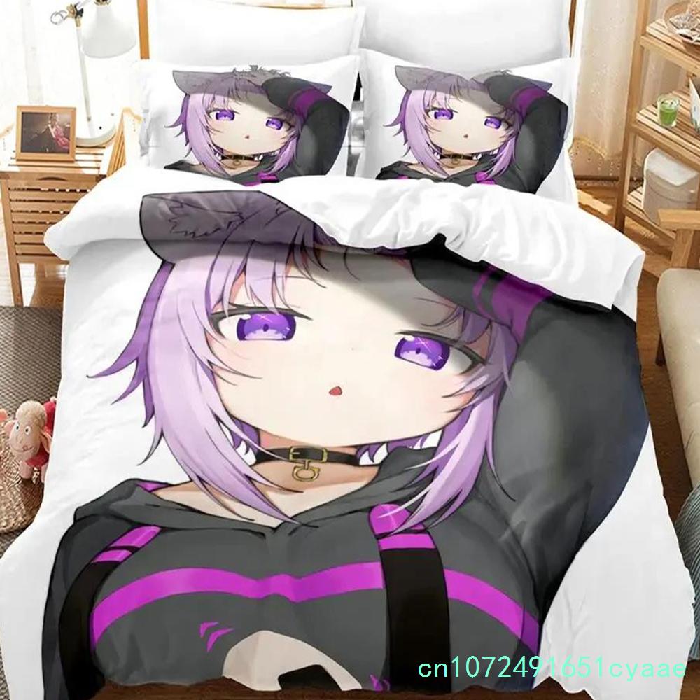 Hololive Nekomata Okayu Bedding Set Single Twin Full Queen King Size Aldult Bedroom Duvetcover 3D Anime Boys Cover Bed Set