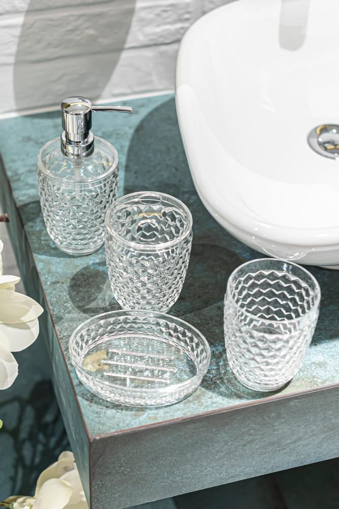 AWD INTERIOR Belis 1453 transparent crystal toothbrush mug with four compartments
