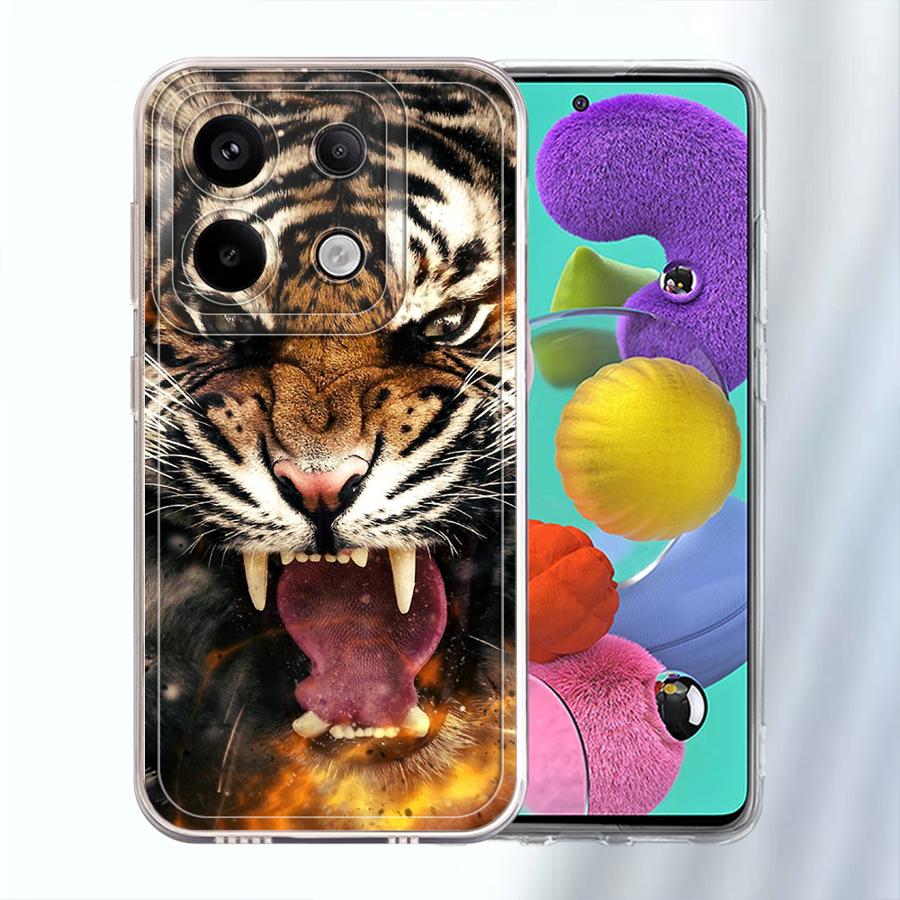

Мягкий чехол для телефона для Xiaomi Redmi Note 14 Pro Plus 11S A4 14C 13C 11 12S 10S Note 13 9 10 12 Тигр Лев Redmi Note 12 4G