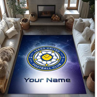 Leeds United Baskılı Kristal Kadife Halı Kaymaz Kristal Kadife Halı Kanepe Yatak Odası İç Mekan Ev Dekorasyonu İçin