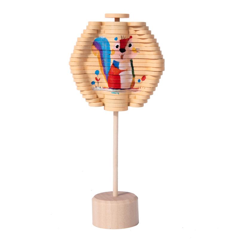 Wooden Rotating Lollipop Figurines Rotating Spin Montessori Toys Portable Interactive Funny Rotating Lollipop Early Education