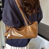 With Pendant Pu Dumpling Bag Solid Color Vintage Shoulder Bag Portable Retro Underarm Bag  Outdoor