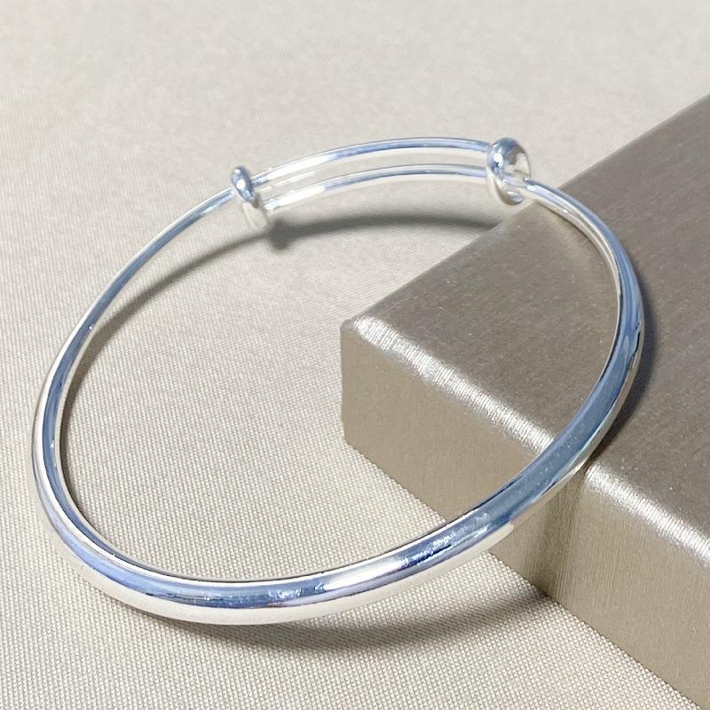 Korean-Style Adjustable Silver Bracelet - Round Belly Design for Women